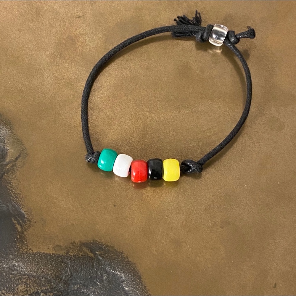 Beaded Cord Layering Bracelet yellow green red